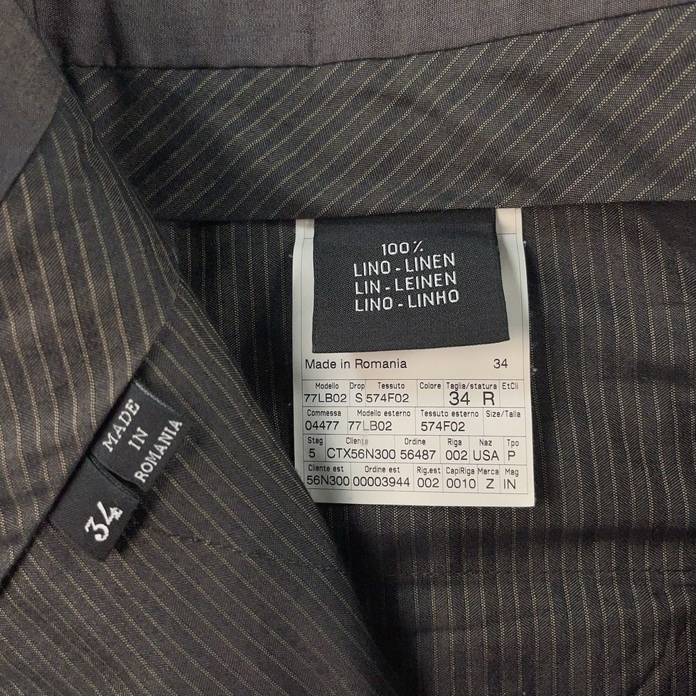 Ermenegildo Zegna Pants Mens 34x32 Gray 100% Linen Straight Leg Dress Business - Picture 5 of 15